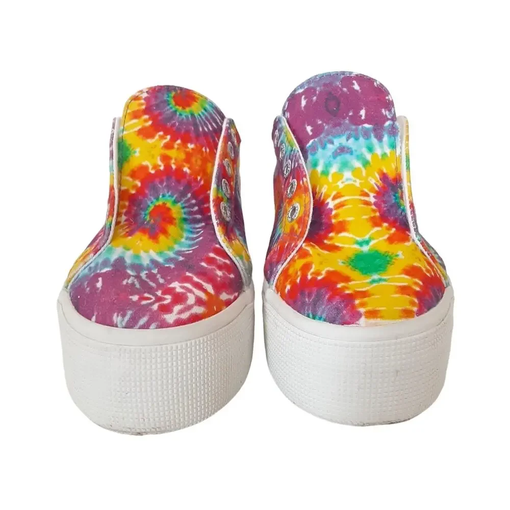 Superga Platform Sneakers Rainbow Neon Tie Dye Retro 70s Lace Up Womens 7